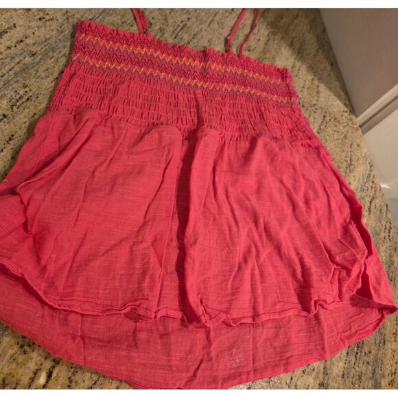 Lane Bryant Smocked Pink Classic Square Neck Embroidered Tank Top - Size 18 - Picture 11 of 12